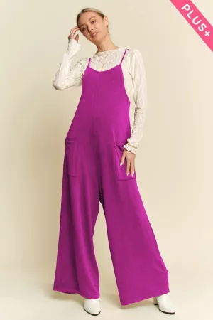 wholesale clothing plus garment washed knit utility lounge jumpsuit davi & dani