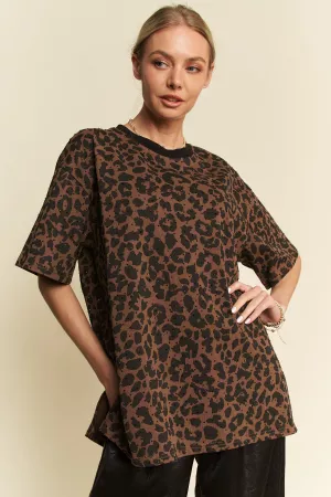 wholesale clothing leopard rhinestone stud short sleeve top t shirt davi & dani