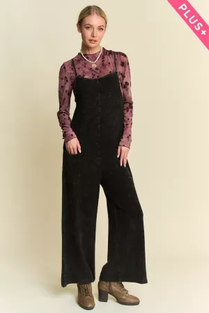 wholesale clothing plus garment washed knit utility lounge jumpsuit davi & dani