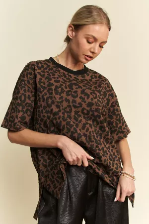 wholesale clothing leopard rhinestone stud short sleeve top t shirt davi & dani