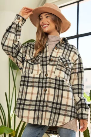 wholesale clothing multi color plaid patched pocket button jacket davi & dani