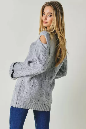 wholesale clothing solid round neck long sleeve loose knit sweater davi & dani