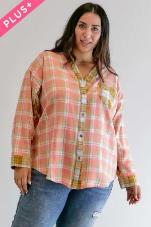 wholesale clothing plus plaid button down shirt davi & dani