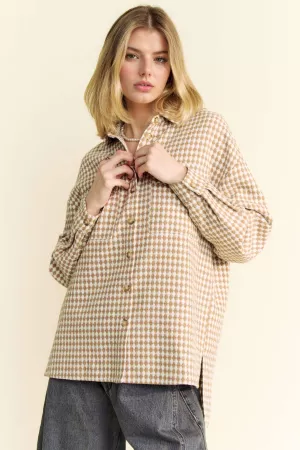 wholesale clothing waffle textured pocket button down shirt shacket davi & dani