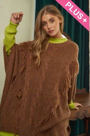 wholesale clothing plus fringed detail poncho top davi & dani