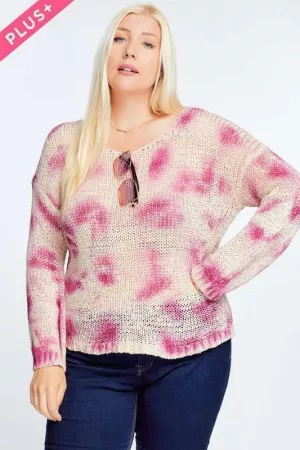 wholesale clothing plus printed long sleeve round neck sweater davi & dani