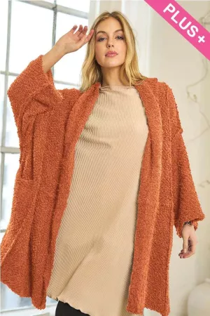 wholesale clothing plus solid fuzzy long sleeve loose jacket cardigan davi & dani