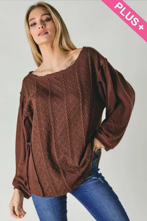 wholesale clothing plus solid round neck long sleeve loose knit top davi & dani