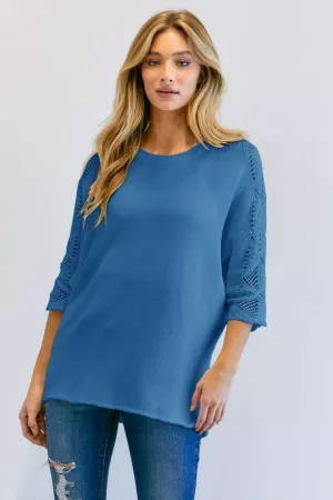 wholesale clothing boat neck half sleeve casual thin sweater knit top davi & dani