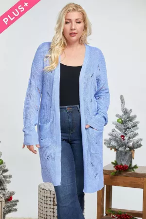 wholesale clothing plus textured cozy knit longline open cardigan. davi & dani