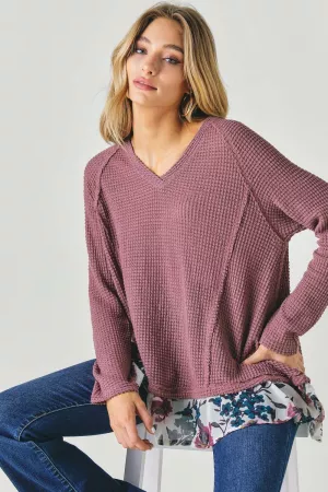 wholesale clothing v neck long sleeve  top davi & dani