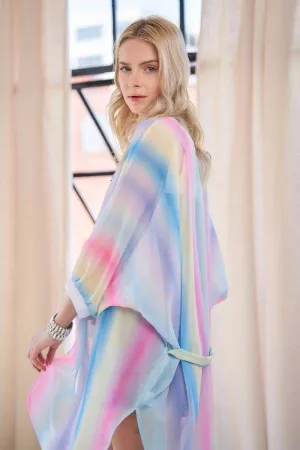 wholesale clothing shimmer striped balloon sleeve kimono cover up davi & dani