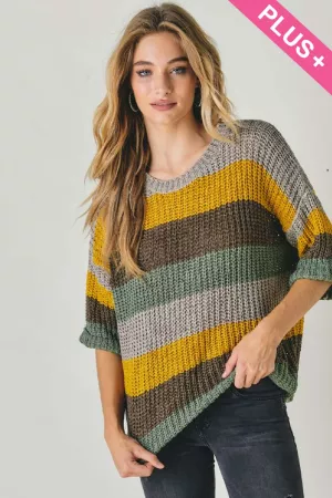 wholesale clothing plus colorblock stripe thick cozy knit sweater davi & dani