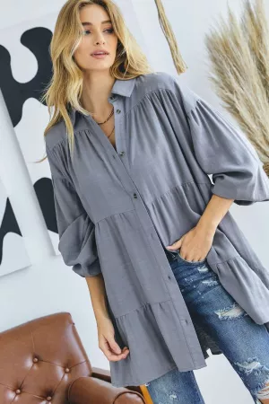 wholesale clothing solid button down top davi & dani