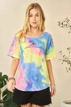 wholesale clothing tie dye round neck short sleeve top davi & dani