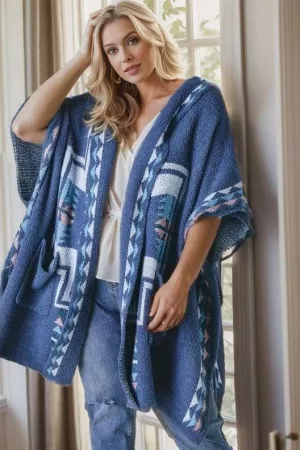 wholesale clothing printed loose long cardigan with pockets davi & dani