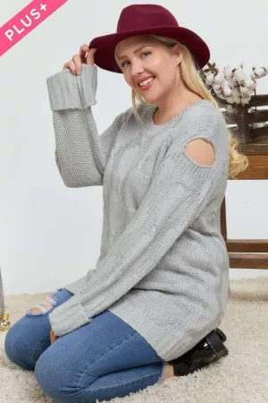 wholesale clothing plus solid round neck long sleeve loose sweater davi & dani