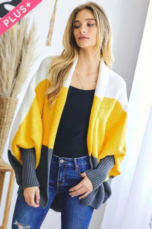 wholesale clothing plus color block long sleeve cardigan davi & dani