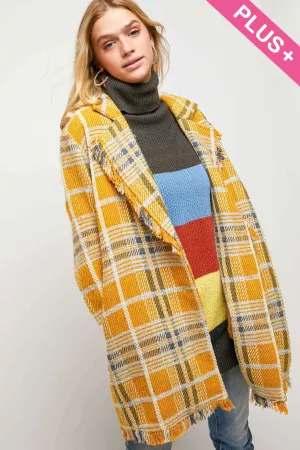 wholesale clothing plus plaid long sleeve wool jacket davi & dani