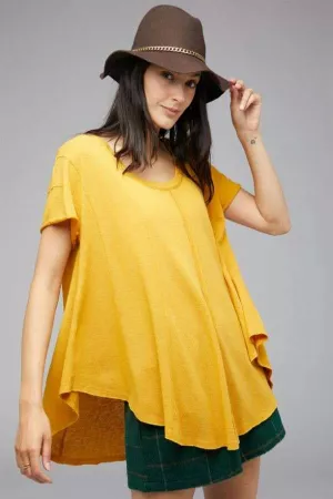 wholesale clothing solid v neck short sleeve round neck loose fit top davi & dani