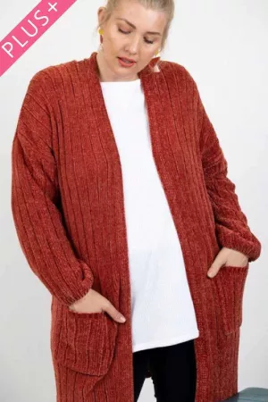 wholesale clothing plus textured thick knit longline open cardigan davi & dani