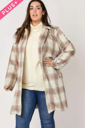 wholesale clothing plus plaid long sleeve coat davi & dani