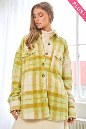 wholesale clothing plus  multi plaid pocketed shirt jacket shacket davi & dani