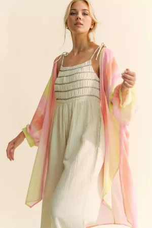 wholesale clothing shimmer striped balloon sleeve kimono cover up davi & dani