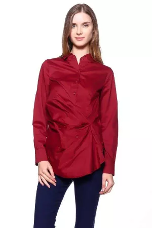 wholesale clothing ruched long sleeve shirt davi & dani