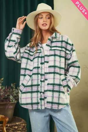 wholesale clothing plus plaid button down jacket davi & dani