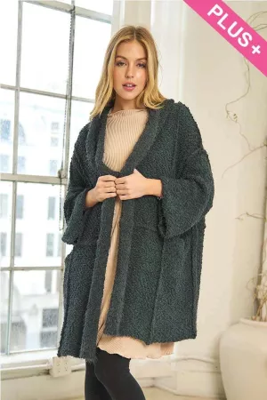 wholesale clothing plus solid fuzzy long sleeve loose jacket cardigan davi & dani