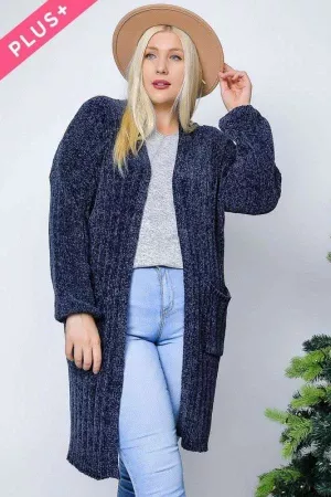 wholesale clothing plus textured thick knit longline open cardigan davi & dani