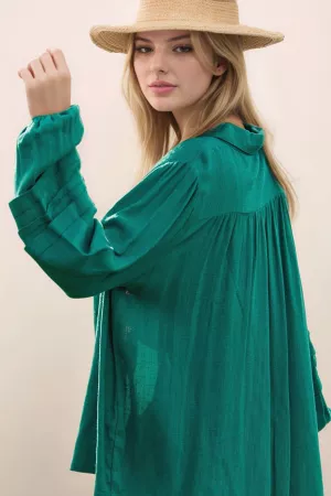 wholesale clothing linen pleated balloon long sleeve classic shirt davi & dani