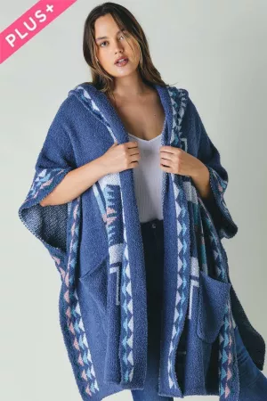 wholesale clothing plus printed loose long cardigan with pockets davi & dani