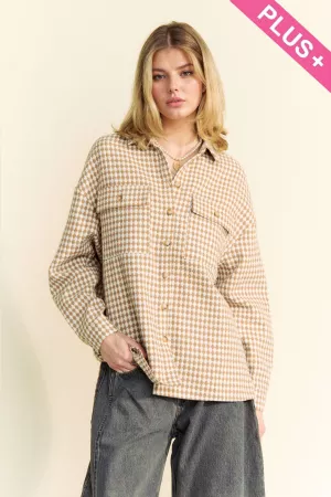 wholesale clothing plus textured pocket button down shirt shacket davi & dani