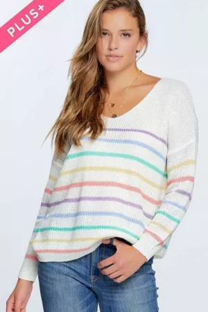 wholesale clothing plus stripe print oversized cozy sweater davi & dani