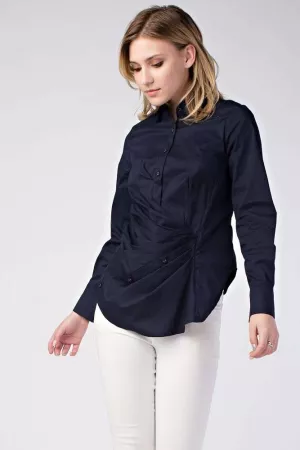 wholesale clothing ruched long sleeve shirt davi & dani