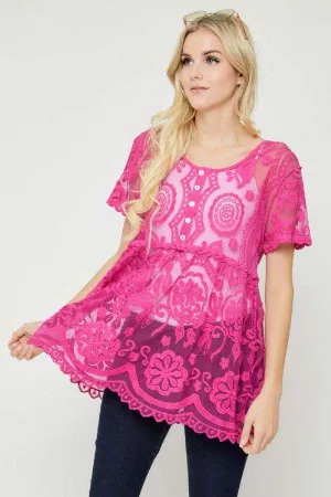 wholesale clothing boho lace sheer tunic blouse top davi & dani