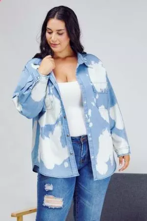 wholesale clothing plus natural tie dyed oversize silhouette jacket davi & dani