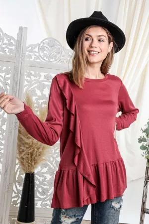 wholesale clothing ruffle detailed pullover tunic top davi & dani