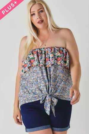 wholesale clothing plus printed strapless loose top davi & dani