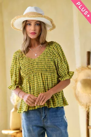 wholesale clothing plus stripe print v neck ruffle sleeve ruffle top davi & dani