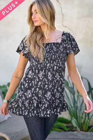 wholesale clothing plus floral printed v neck ruffle top davi & dani