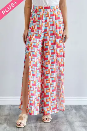 wholesale clothing plus printed casual slit ruffled long pant davi & dani