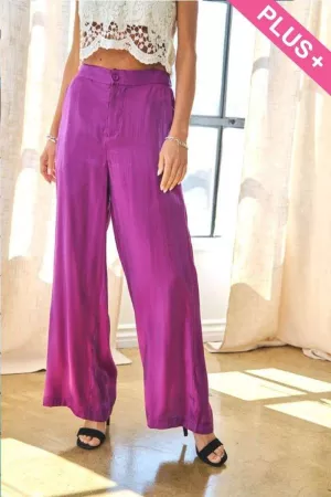 wholesale clothing plus  solid casual wide leg button full pants davi & dani