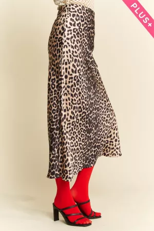 wholesale clothing plus leopard animal print waist tie  long skirt davi & dani