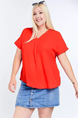 wholesale clothing plus v-neck dolman sleeve solid basic top davi & dani