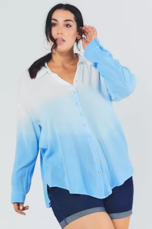 wholesale clothing plus colorblock button down shirt davi & dani