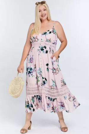 wholesale clothing plus lovely laced floral maxi cami dress davi & dani