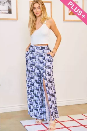 wholesale clothing plus printed casual slit ruffled long pant davi & dani